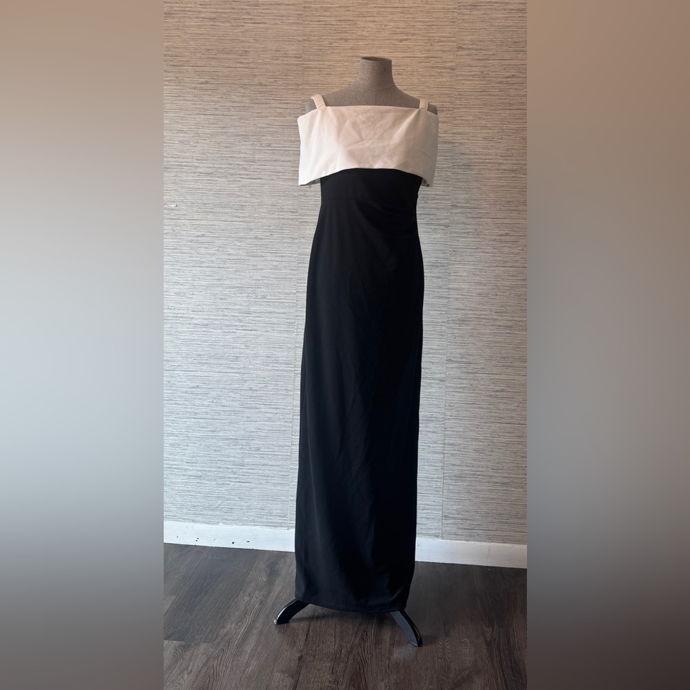 MARINA Black and White Maxi Dress Sz 8 formal or wedding - Picture 2 of 4